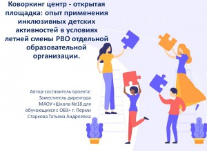 Опыт применения инклюзивных детскихактивностей в условиях летней смены РВО